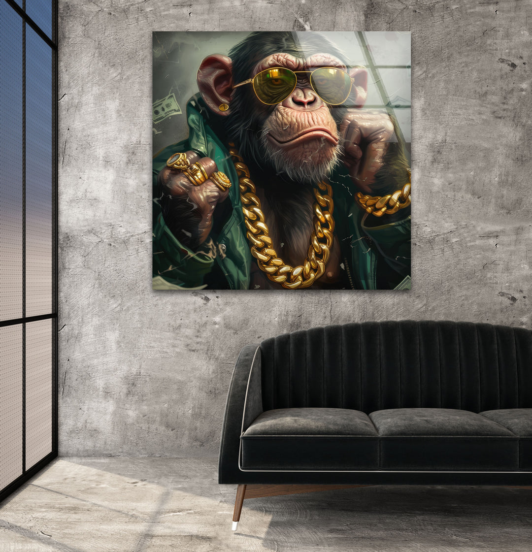 Gangster Monkey Tempered Glass Wall Art - MyPhotoStation