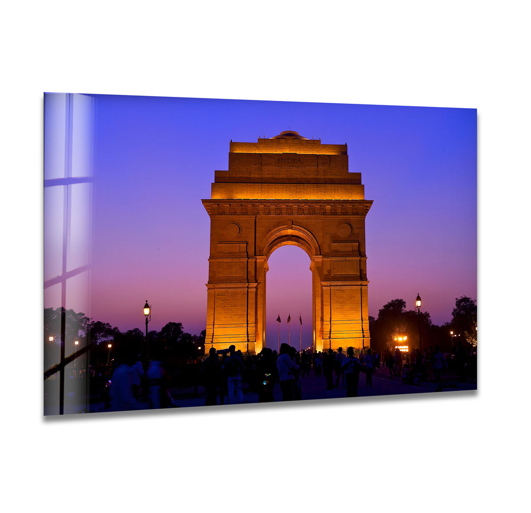 India Gate: Iconic Landmark at Dusk on Glass Wall Art
