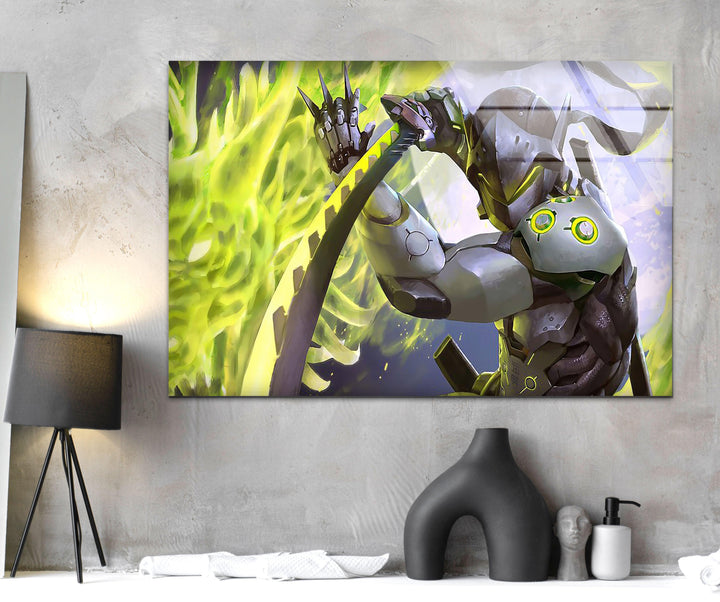 Genji Overwatch Glass Wall Art stained glass wall art, stained glass wall decor
