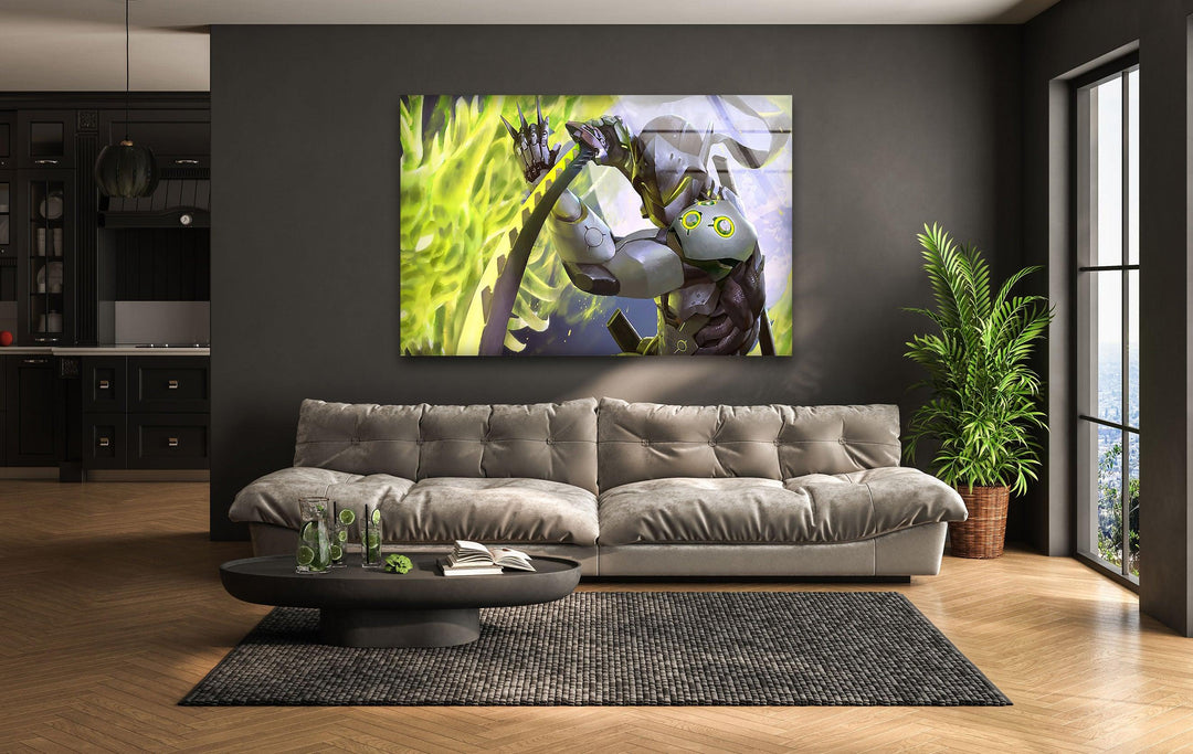 Genji Overwatch Glass Wall Art custom glass photo prints, large glass prints
