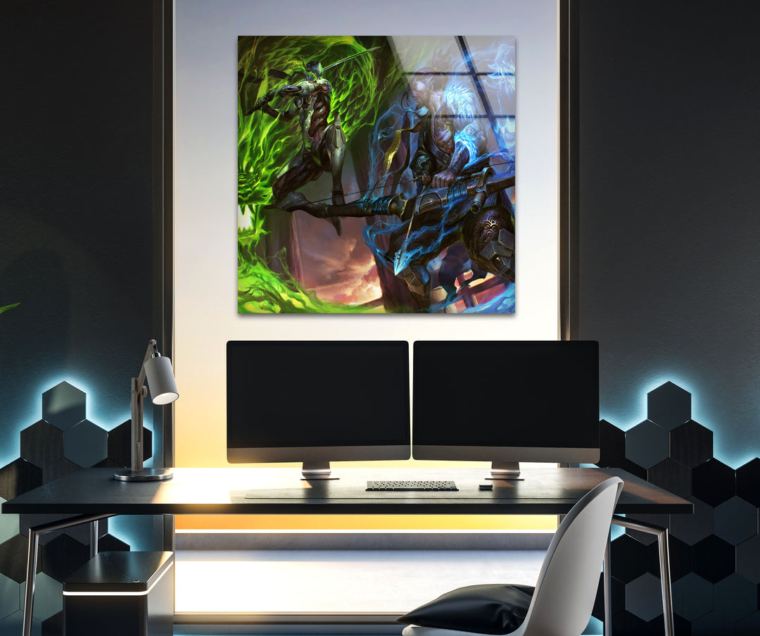 Overwatch Genji vs Hanzo Glass Wall Art art glass wall art, glass wall art pictures
