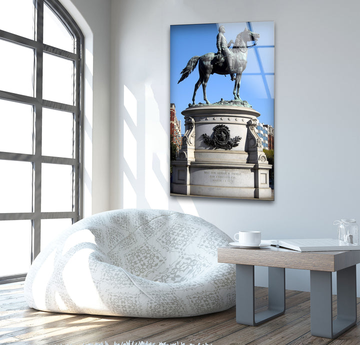 Equestrian Statue: Regal Bronze Sculpture Captured on Glass Wall Art
