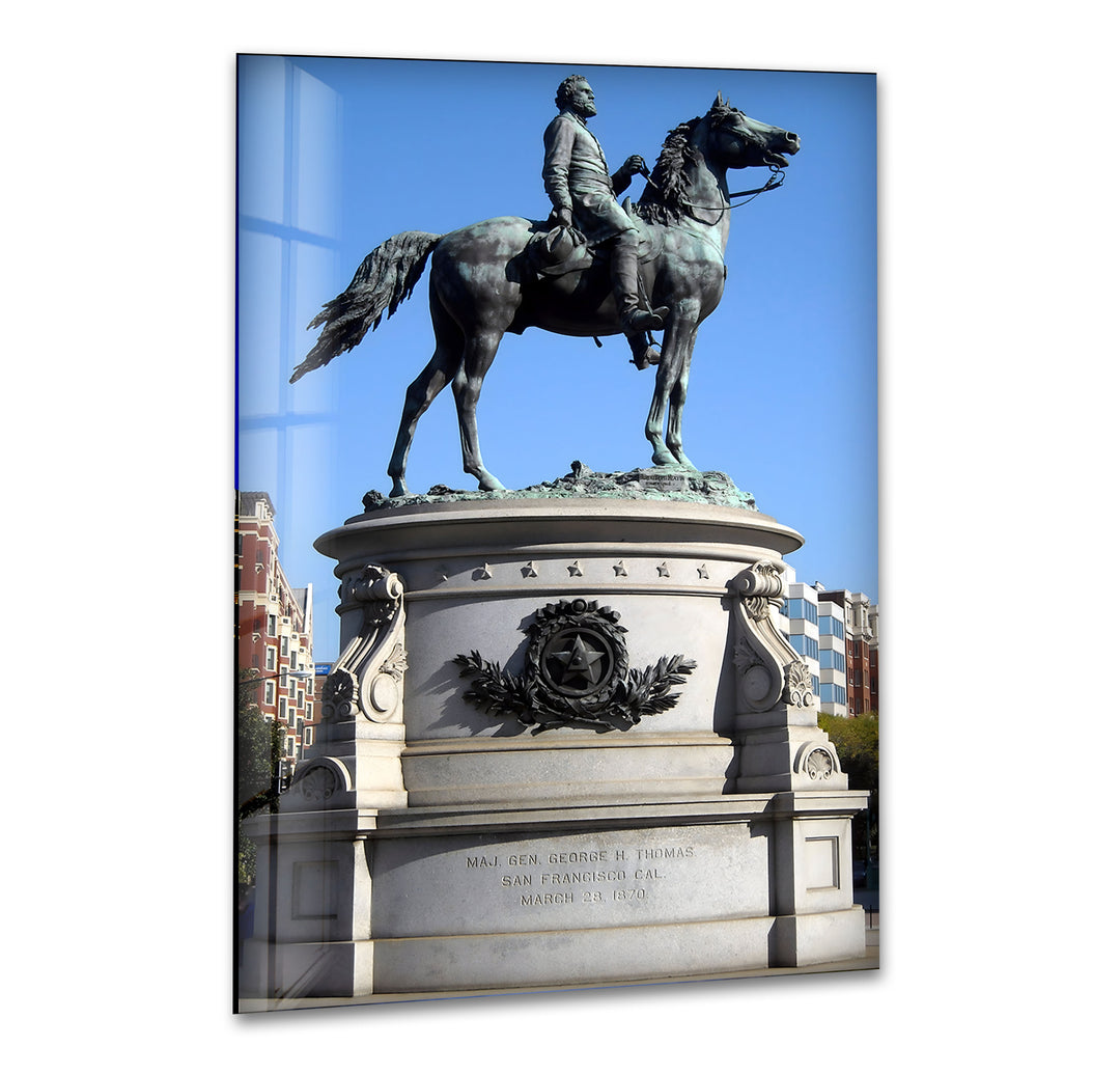 Equestrian Statue: Historic Bronze Sculpture on Glass Wall Art
