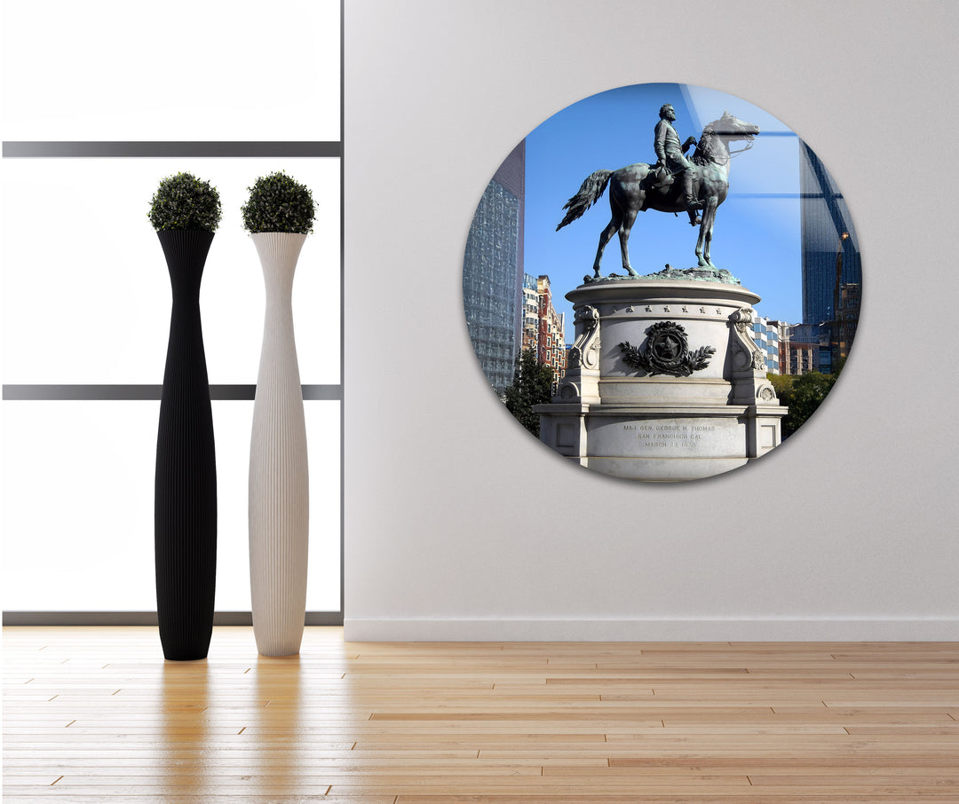 Equestrian Statue: Historic Bronze Sculpture on Glass Wall Art
