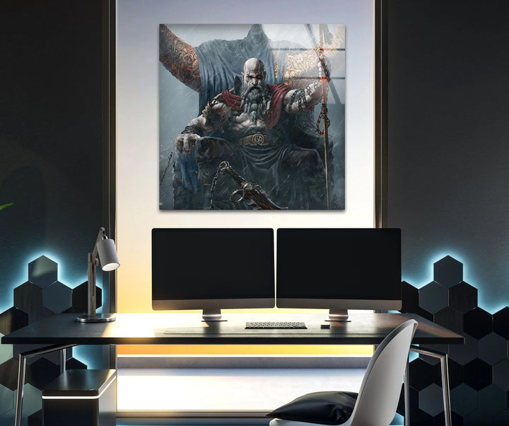 God of War Ragnarok Glass Wall Art custom glass pictures, glass art prints
