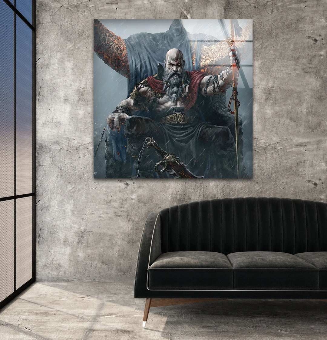 God of War Ragnarok Glass Wall Art custom glass photo prints, large glass prints
