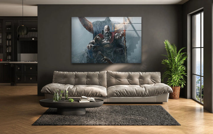 God of War Ragnarok Glass Wall Art picture on glass wall art, photos printed on glass
