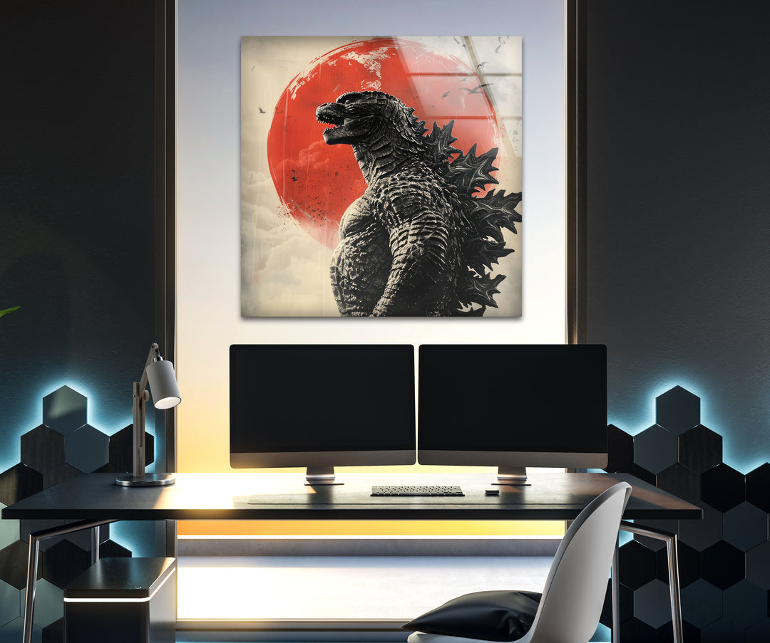 Godzilla Glass Wall Art large glass photo prints, glass wall photos
v