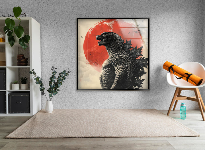 Godzilla Glass Wall Art print picture on glass, Tempered Glass Wall Art
