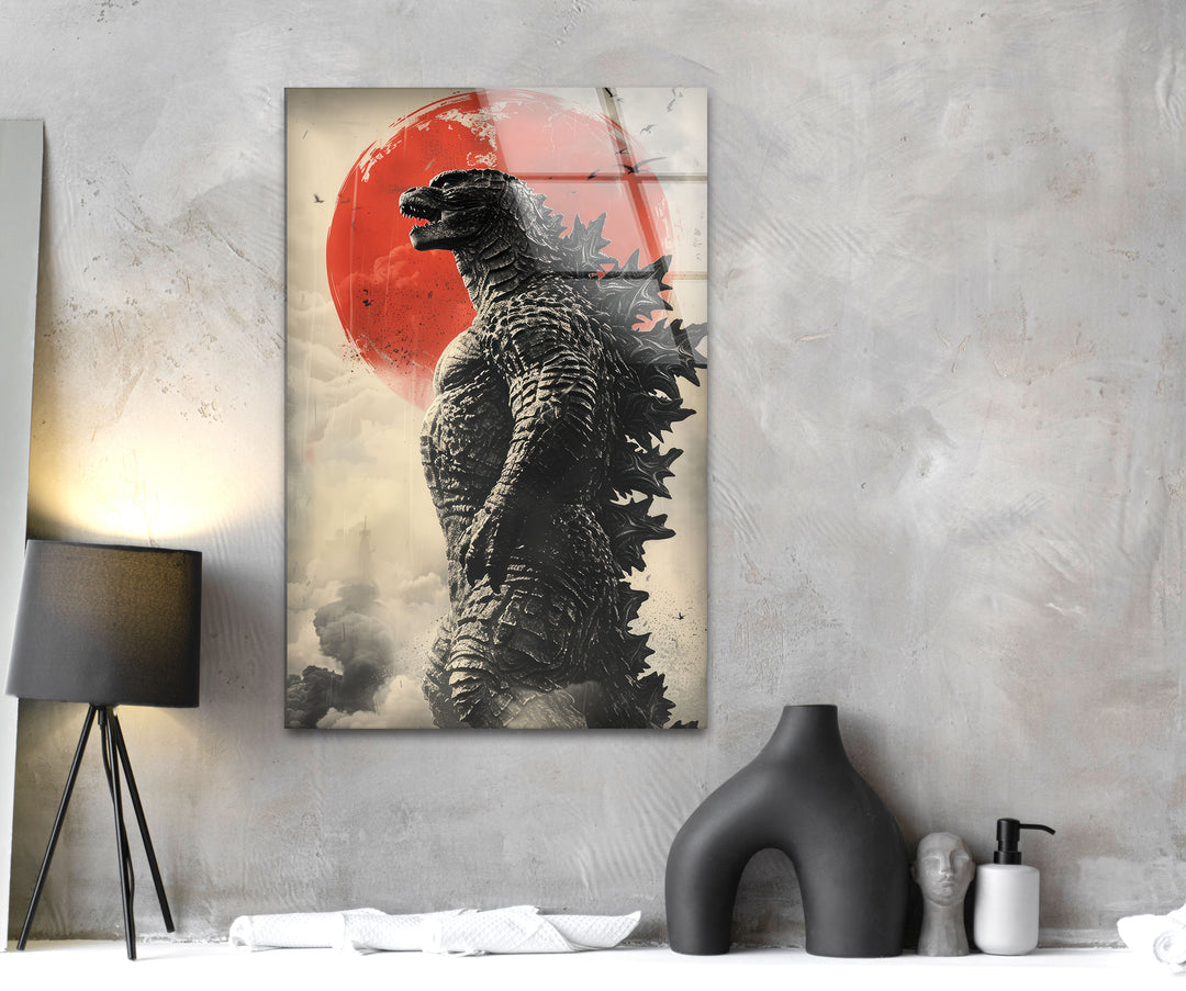 Godzilla Glass Wall Art glass wall decor, glass wall art decor
