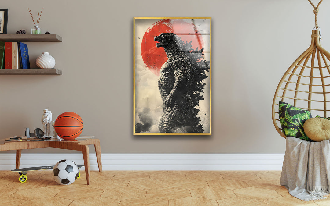 Godzilla Glass Wall Art photo print on glass, prints on glass wall art
