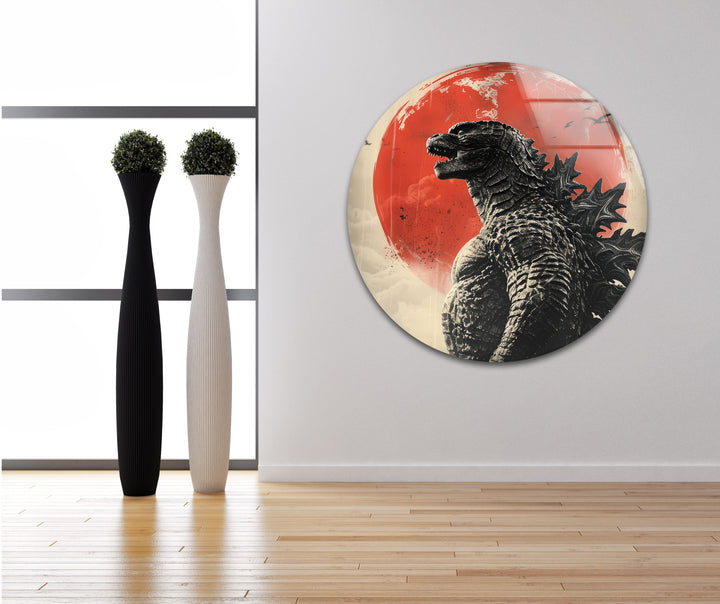 Godzilla Glass Wall Art custom glass photo prints, large glass prints
