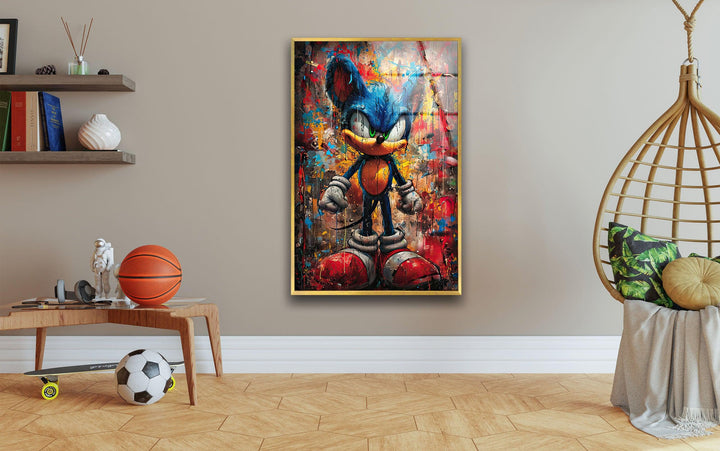 Graffiti Sonic Glass Wall Art glass photo prints, glass picture prints
