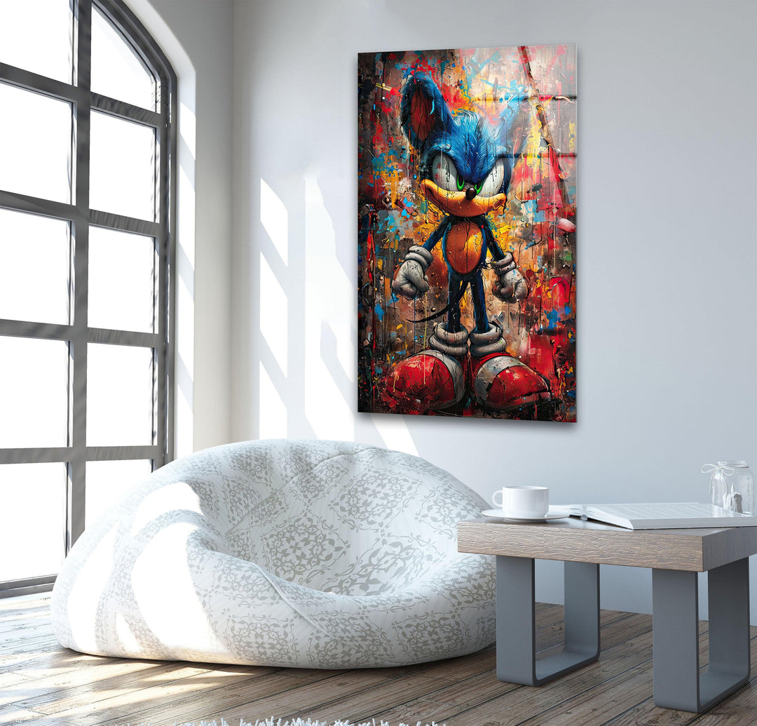 Graffiti Sonic Glass Wall Art glass image printing, glass prints from photos
