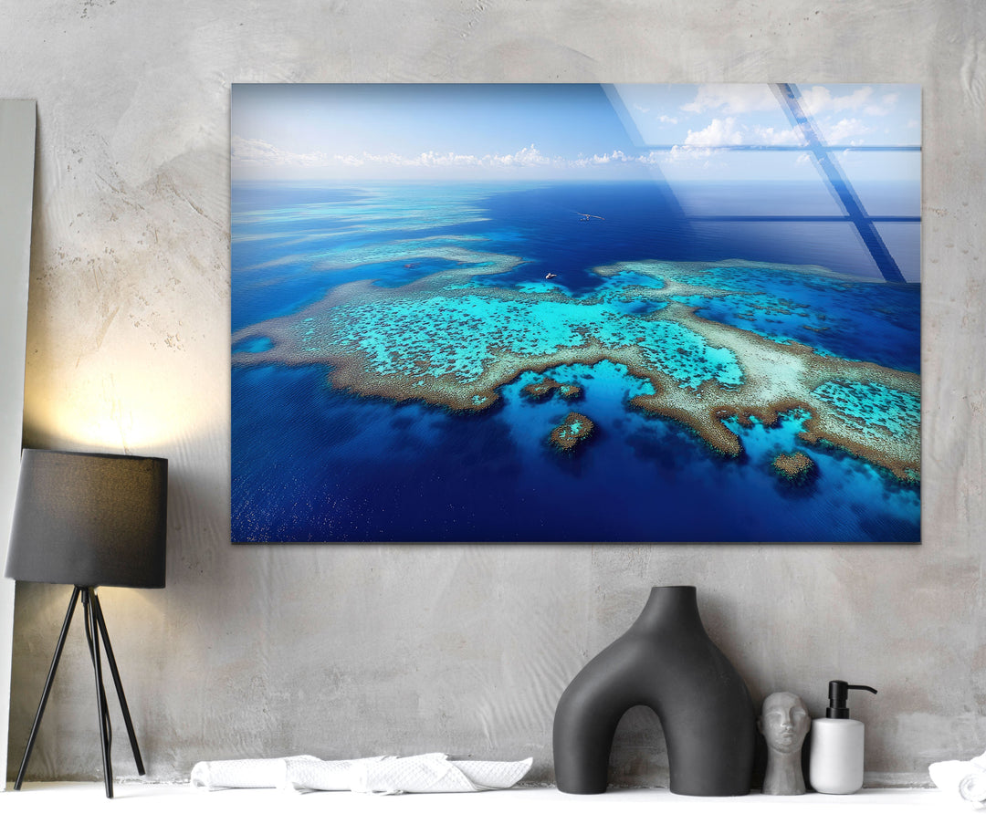 Great Barrier Reef in Australia Landscape Glass Wall Art custom glass pictures, glass art prints
