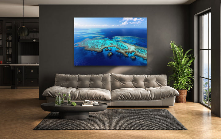 Great Barrier Reef in Australia Landscape Glass Wall Art glass art painting, glass art for the Wall
