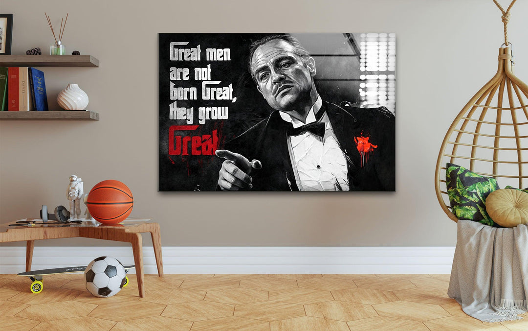 Great Men Are Not Born Great Glass Wall Art glass art painting, glass art for the Wall
