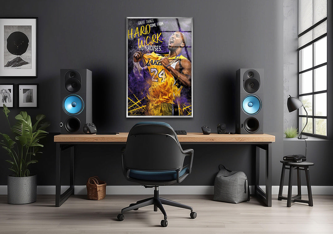 Great Things Come From Hard Work Glass Wall Art photo print on glass, prints on glass wall art
