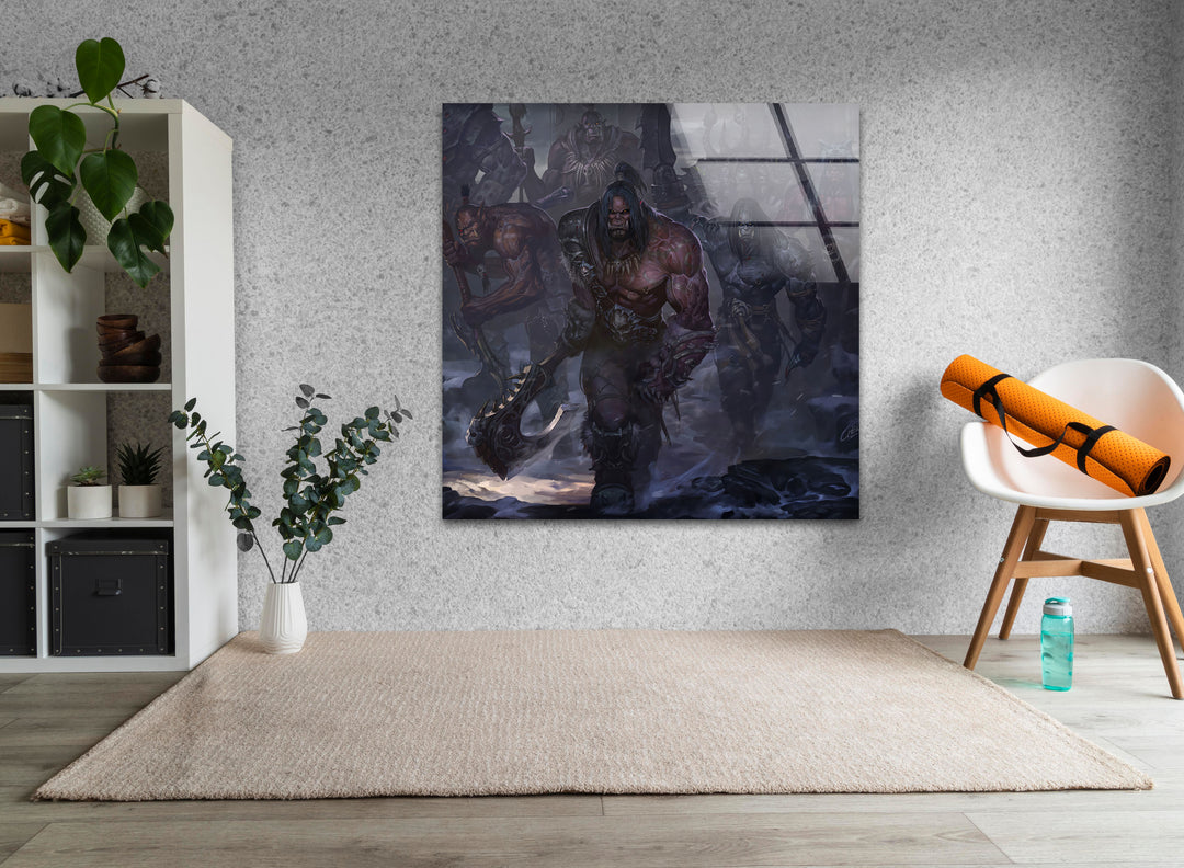 Grom Hellscream World of Warcraft Glass Wall Art photo print on glass, prints on glass wall art
