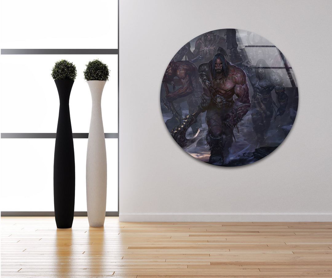 Grom Hellscream World of Warcraft Glass Wall Art glass art painting, glass art for the Wall
