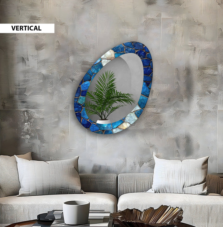 Blue Oval Living Room Wall Mirror