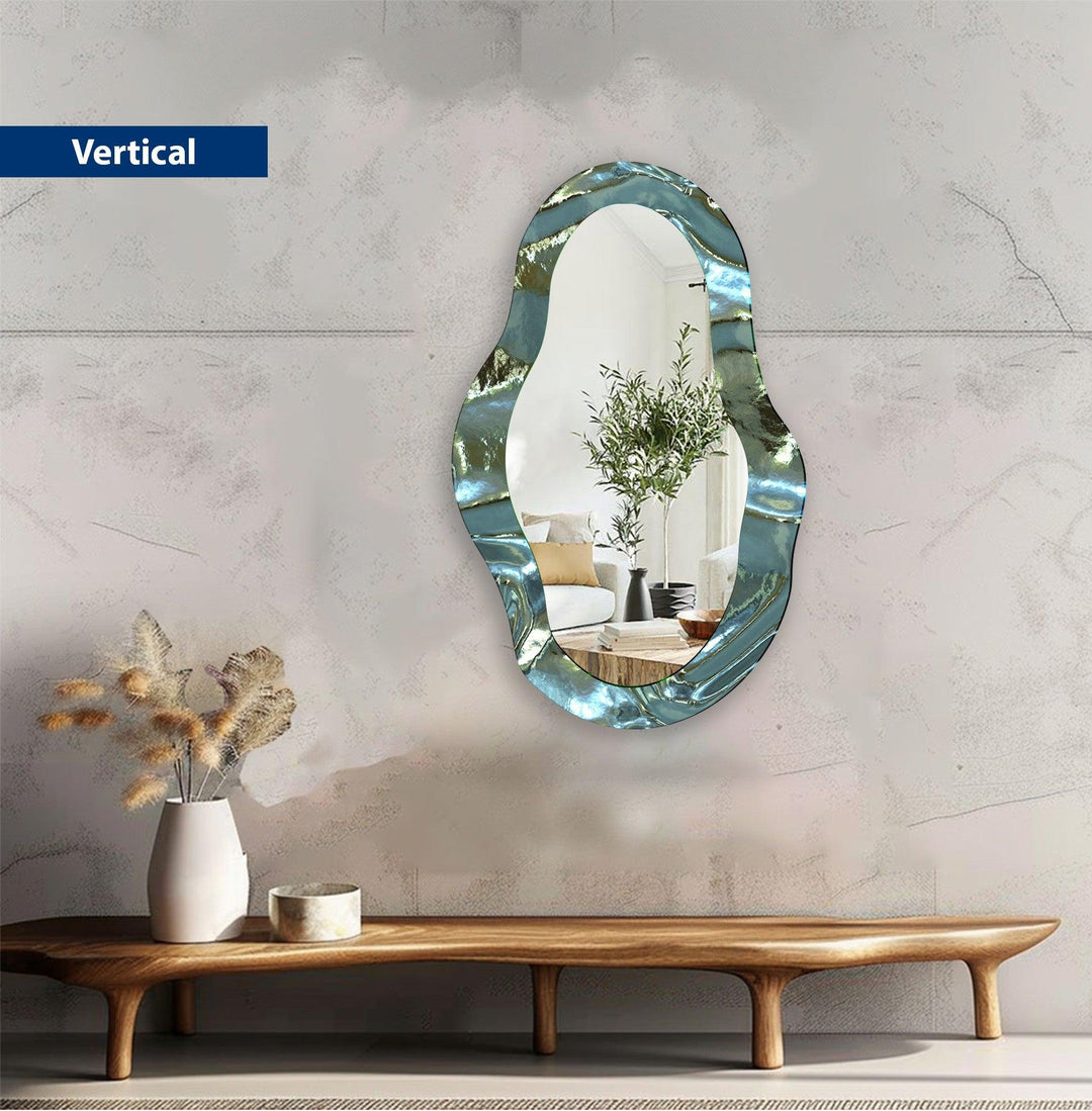 Metallic Gray Asymmetrical Wall Mirror