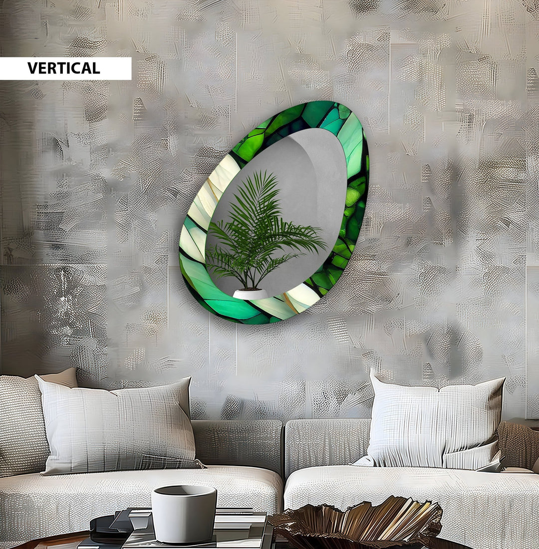 Green Living Room Mirror Oval Entryway Wall Mirror