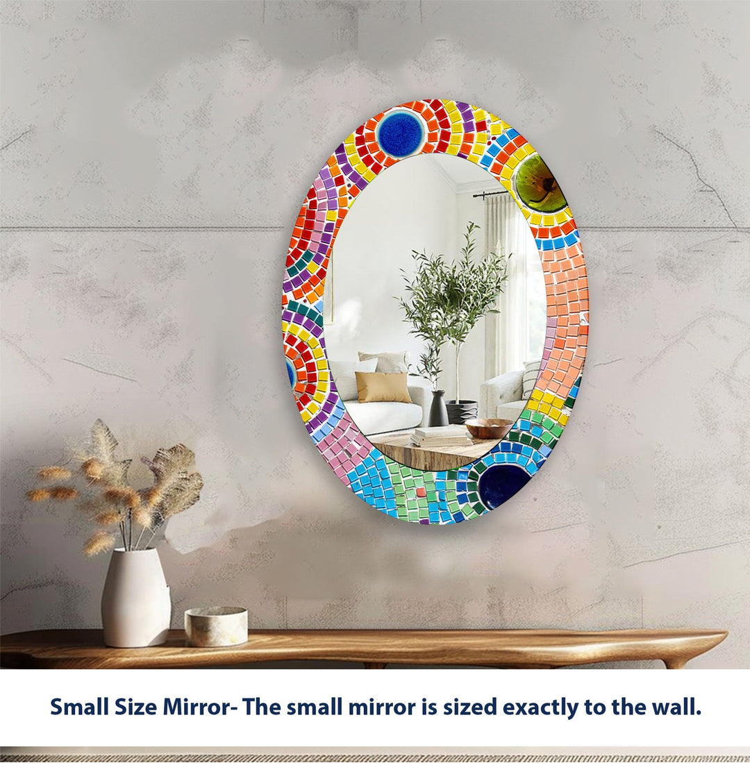 Oval Pink Mosaic Wall Mirror