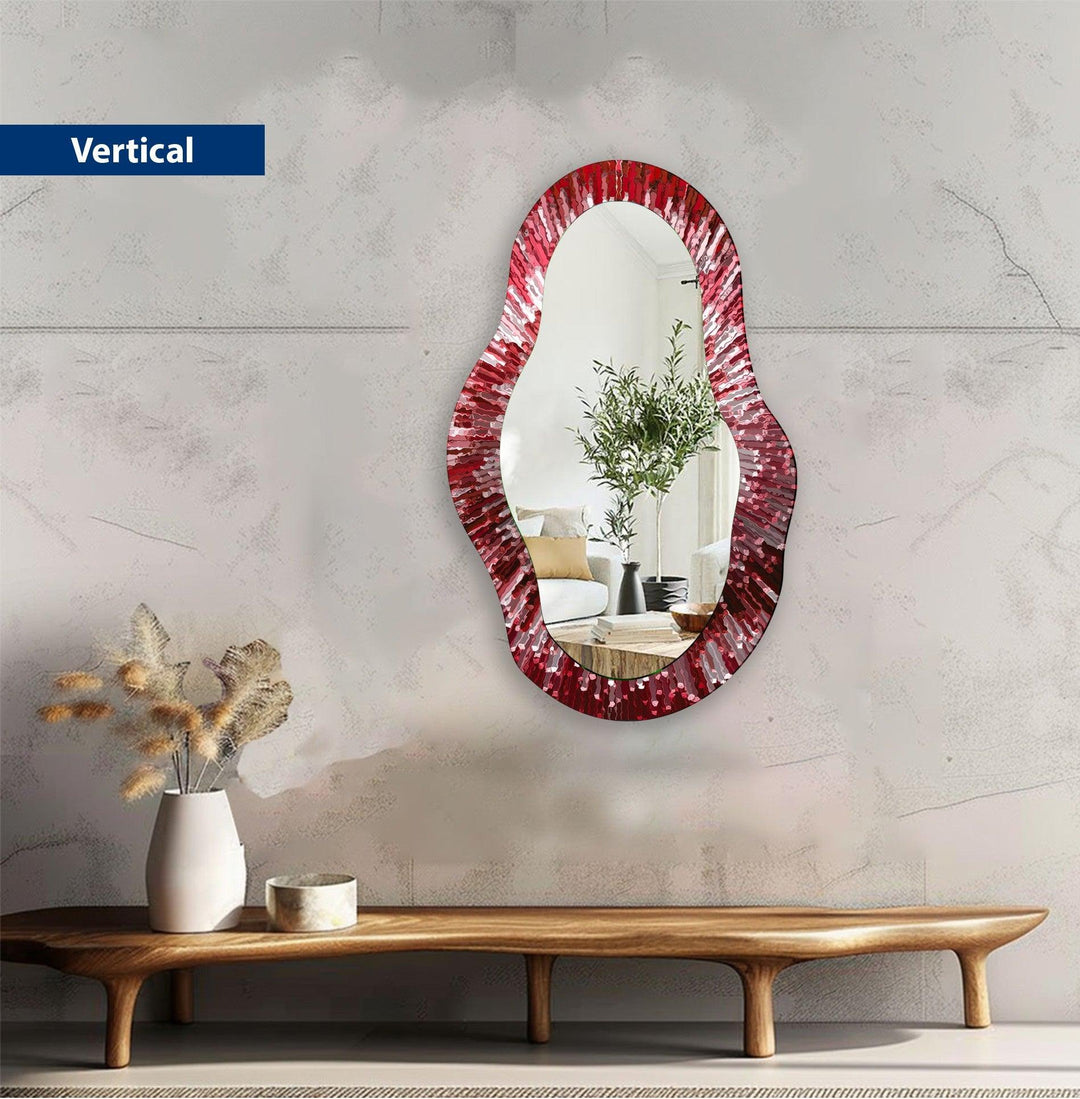 Red Modern Wall Mirror