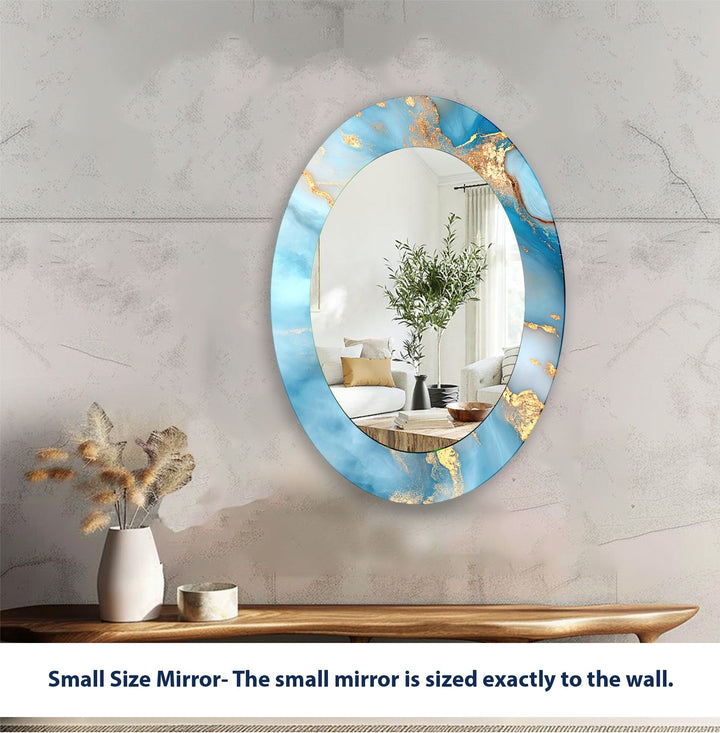 Blue Marble Oval Wall Mirror