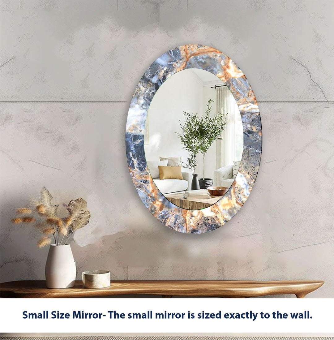 Gray Abstract Oval Wall Mirror