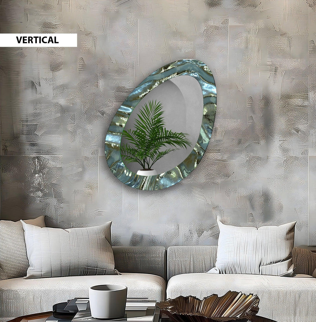 Metallic Asymmetric Oval Decorative Wall Mirror