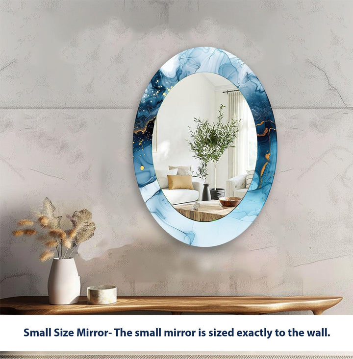 Blue And Gold Modern Oval Wall Mirror