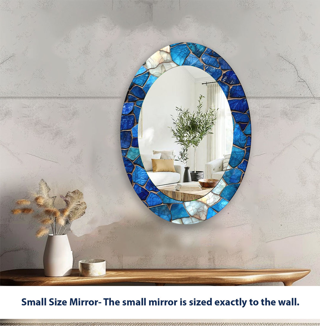 Blue Mosaic Oval Wall Mirror