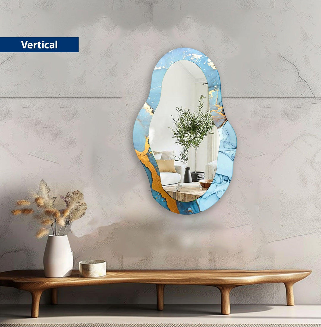 Gold Blue Decorative Wall Mirror