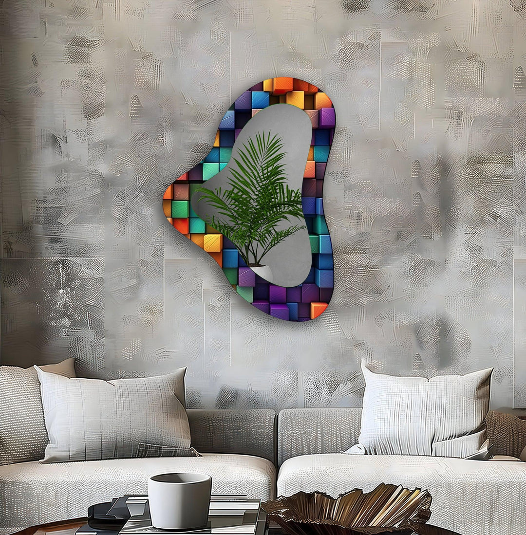 Purple Irregular Shape Glass Wall Mirror