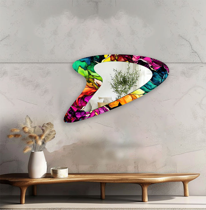 Vivid Pink Modern Abstract Wall Mirror