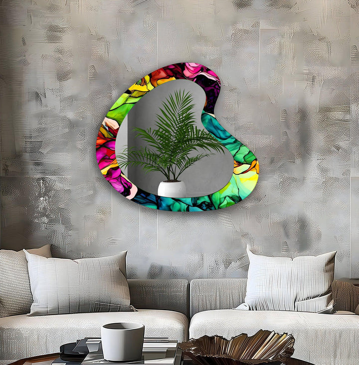 Vivid Pink Watercolor Modern Glass Wall Mirror