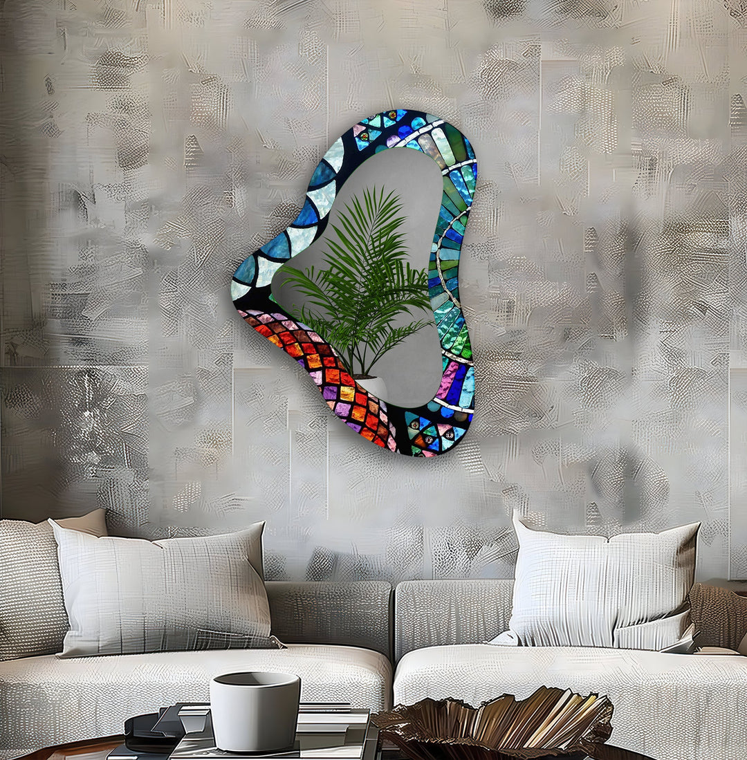 Mosaic Tiles Irregular Glass Wall Mirror