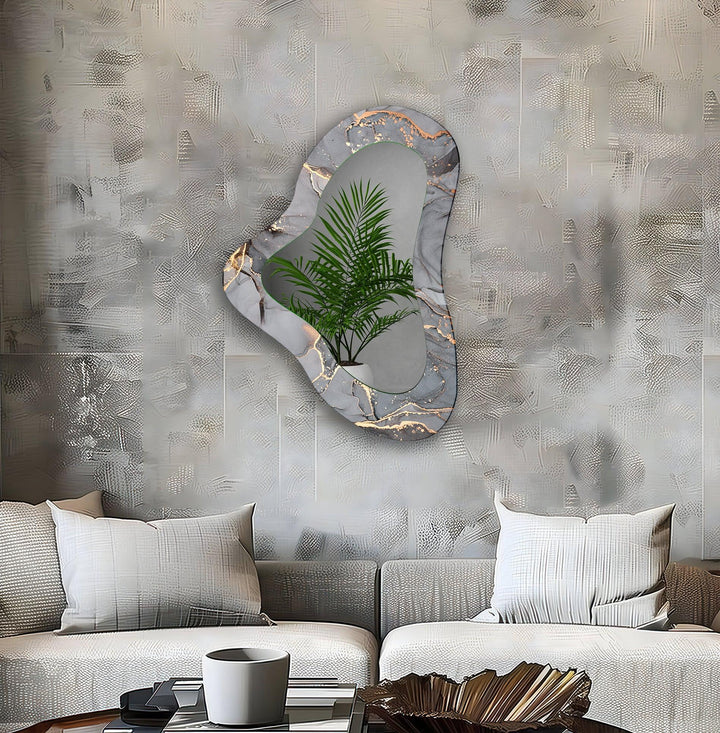 Gray Decorative Asymmetrical Glass Wall Mirror