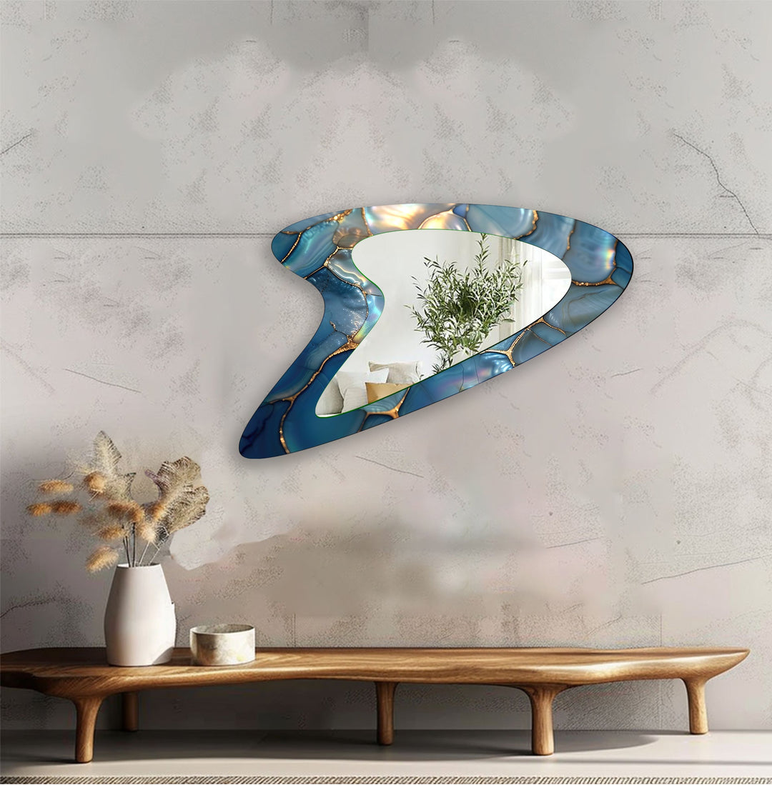 Blue Abstract Elegant Decorative Wall Mirror