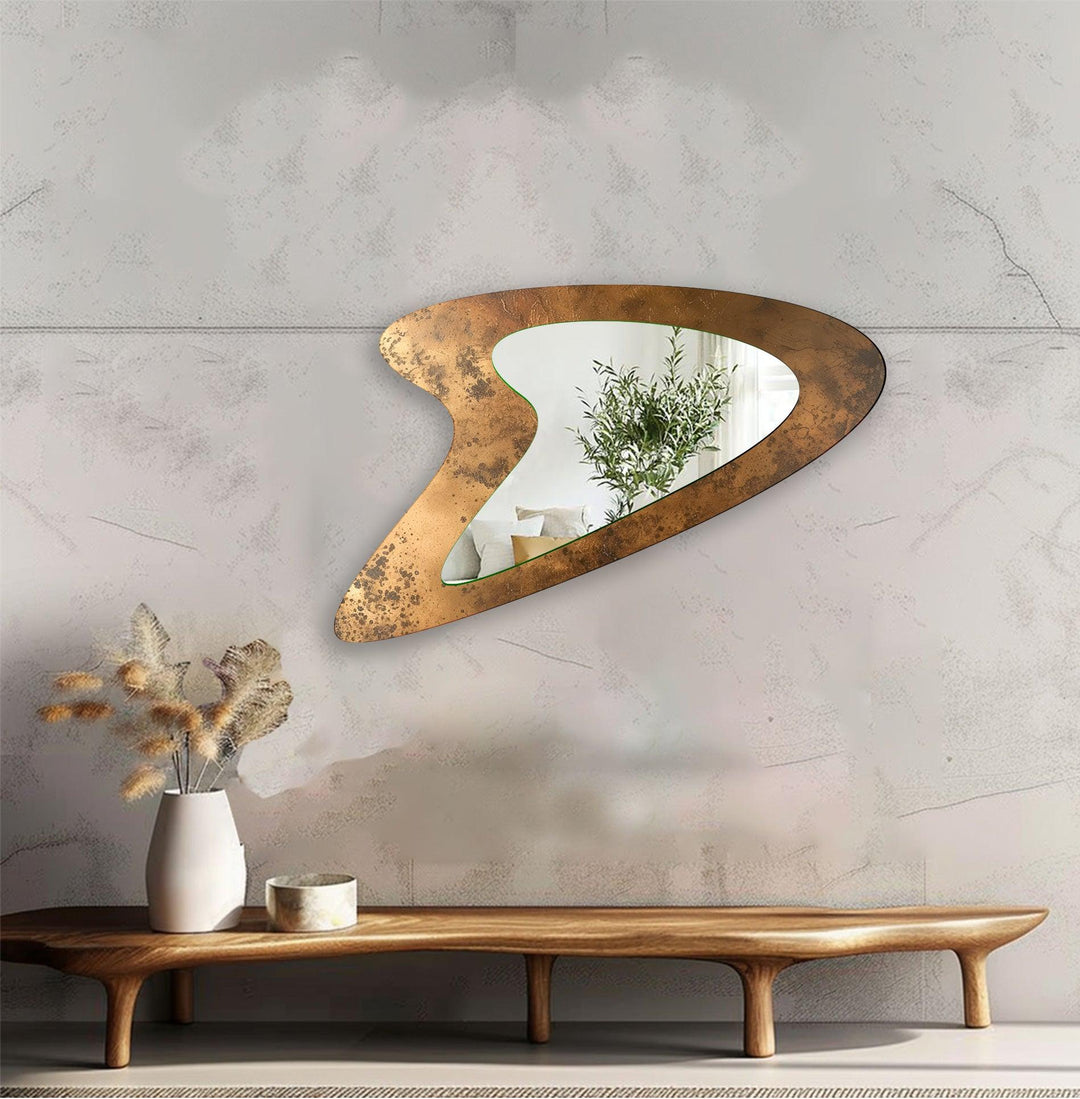 Copper Color Print Aesthetic Glass Wall Mirror