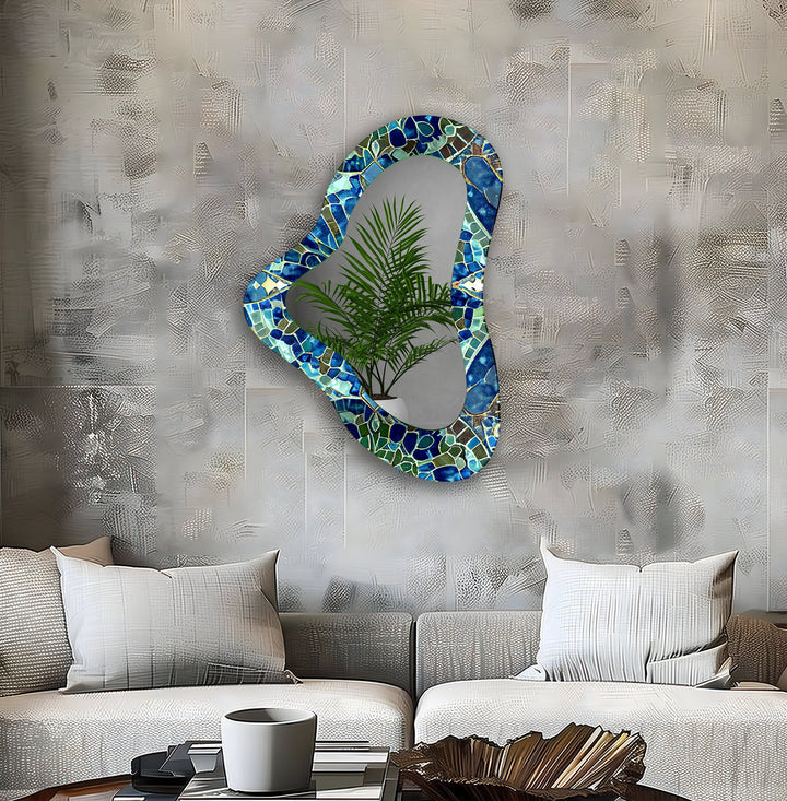 Mosaic Asymmetrical Glass Wall Mirror