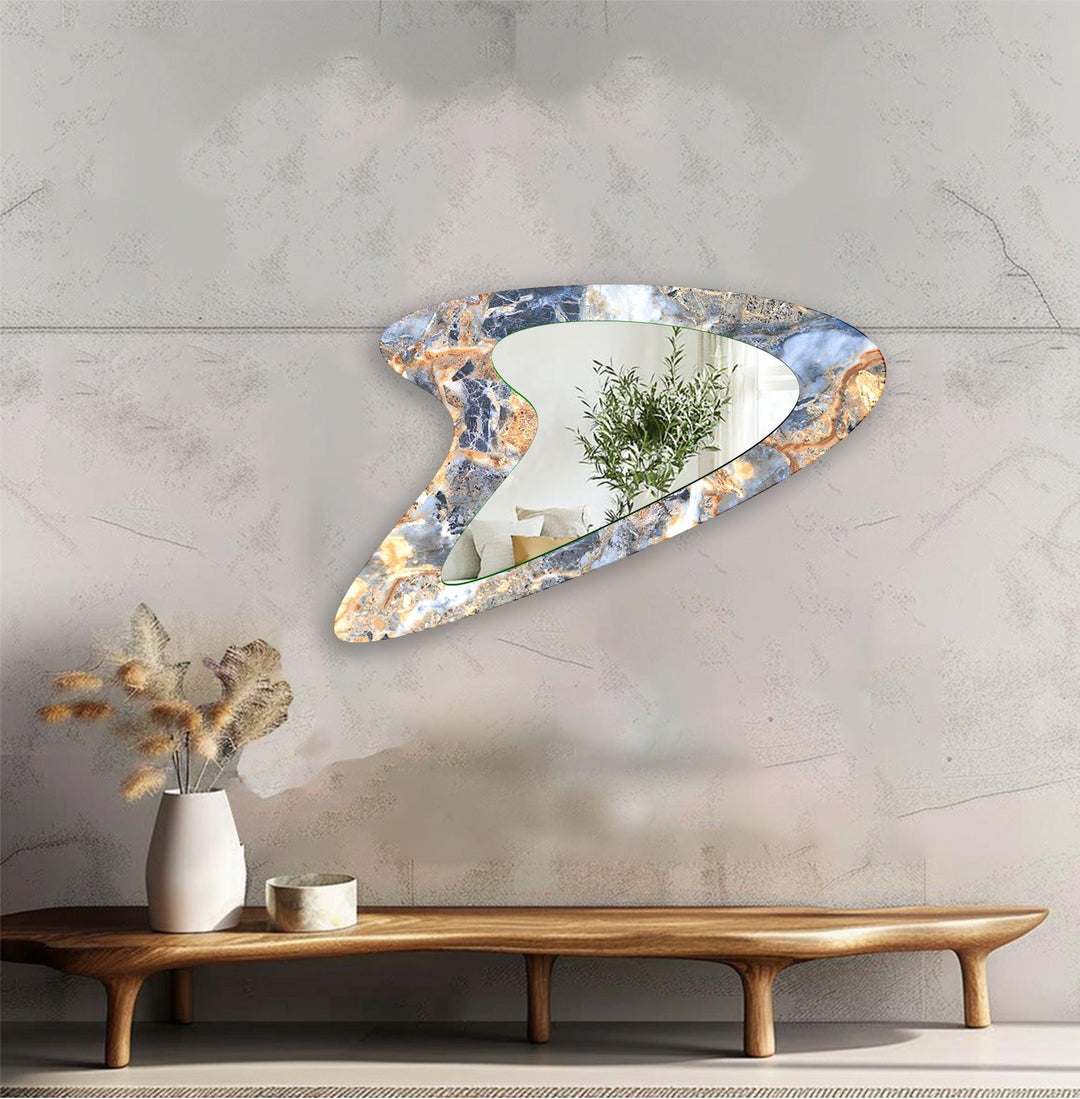 Blue Elegant Marble Decorative Wall Mirror