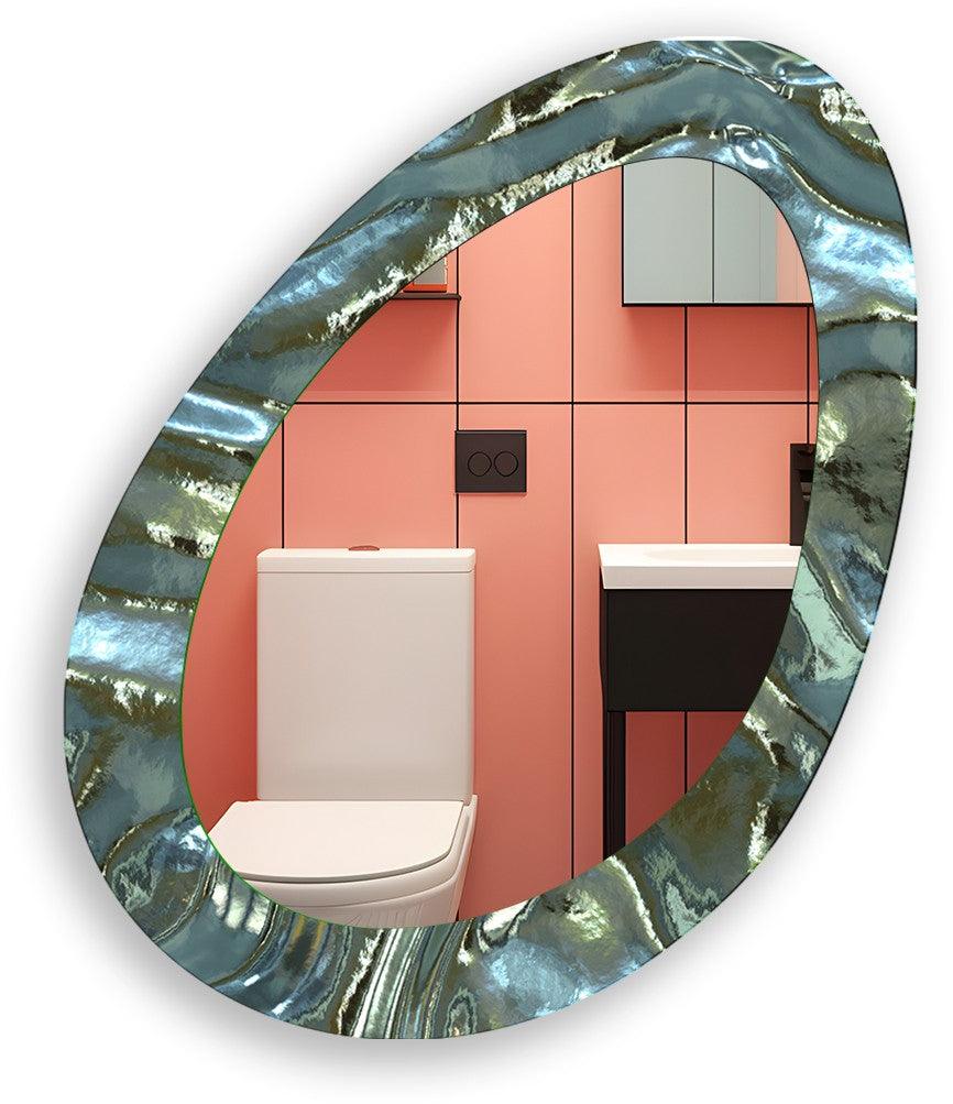 Metallic Asymmetric Oval Decorative Wall Mirror