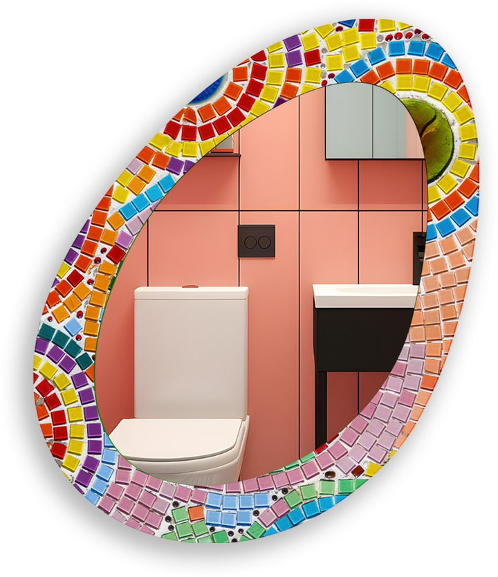 Pink Mosaic Dining Room Wall Mirror