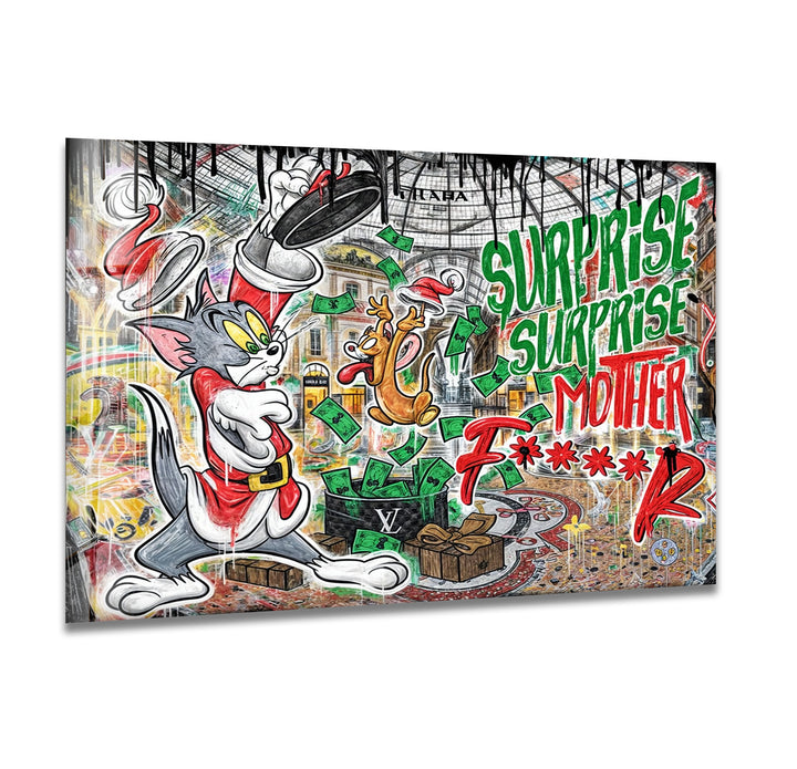 Happy Suprise Glass Wall Art print picture on glass, Tempered Glass Wall Art
