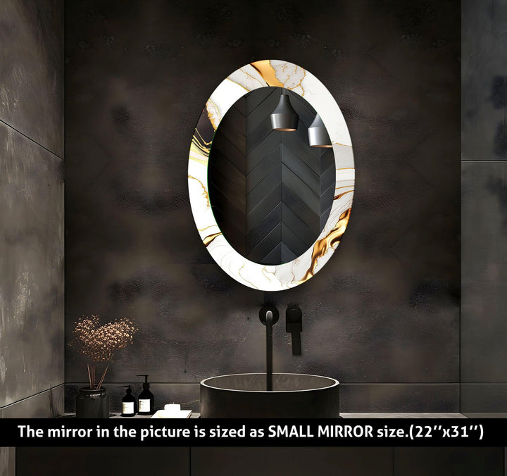 White Marble Oval Glass Wall Mirror