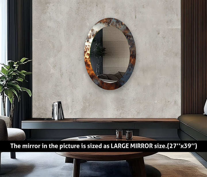 Gray Abstarct Oval Glass Wall Mirror