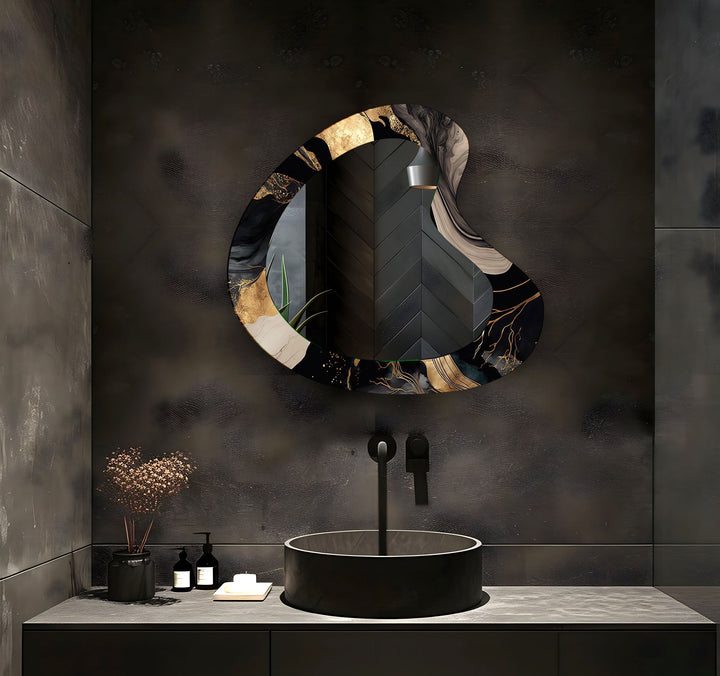 Black Marble Decorative Wall Mirror